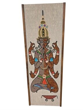 Mid Century Modern Gravel Art Buddha Shiva Wall Hanging Sand Mcm 3’x1’ 60s
